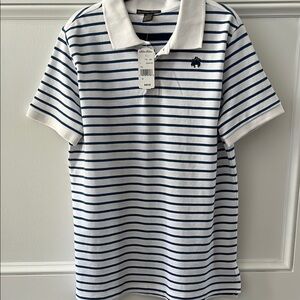 Brooks Brothers Navy and White Striped Boys Polo Shirt